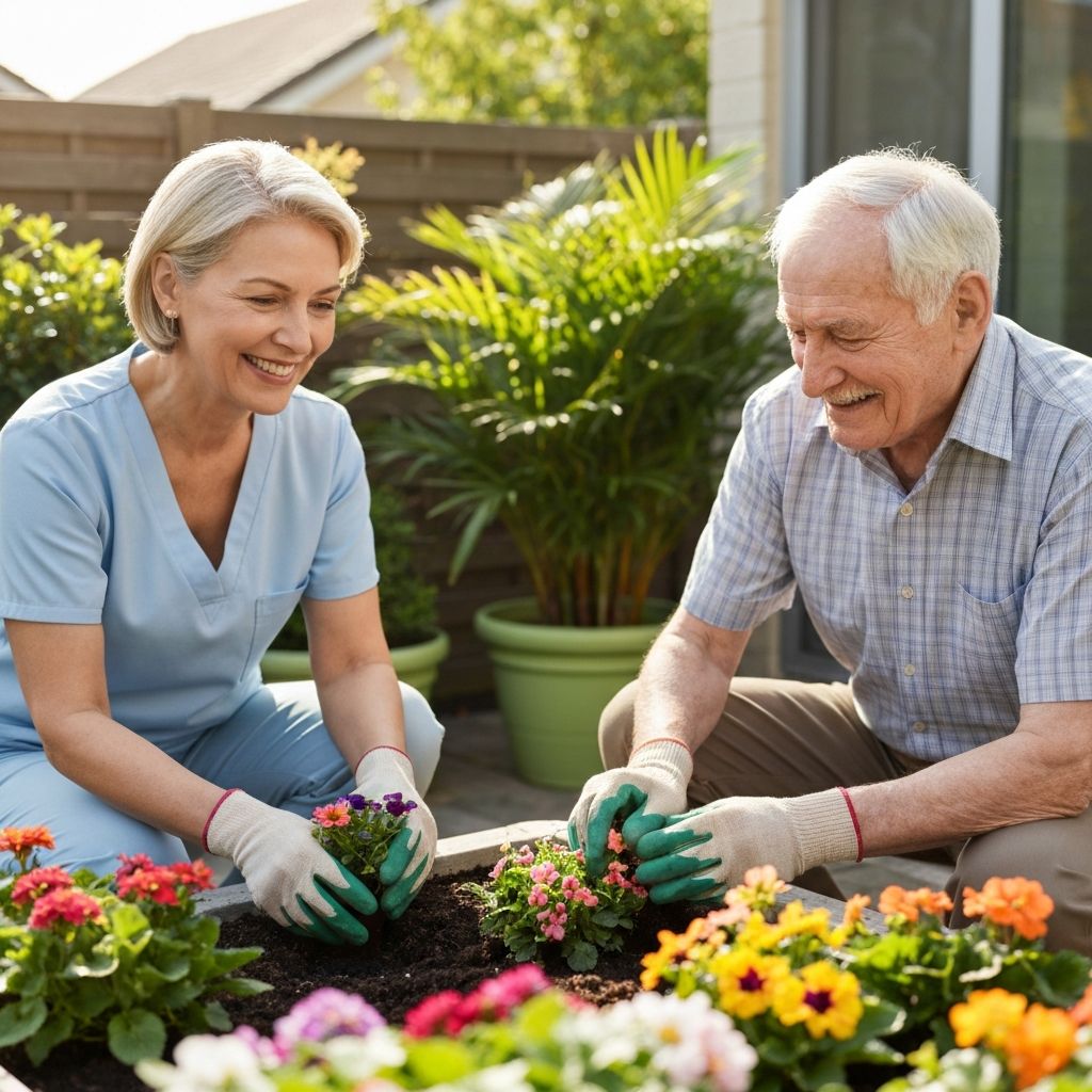 Caregiver helping with therapy